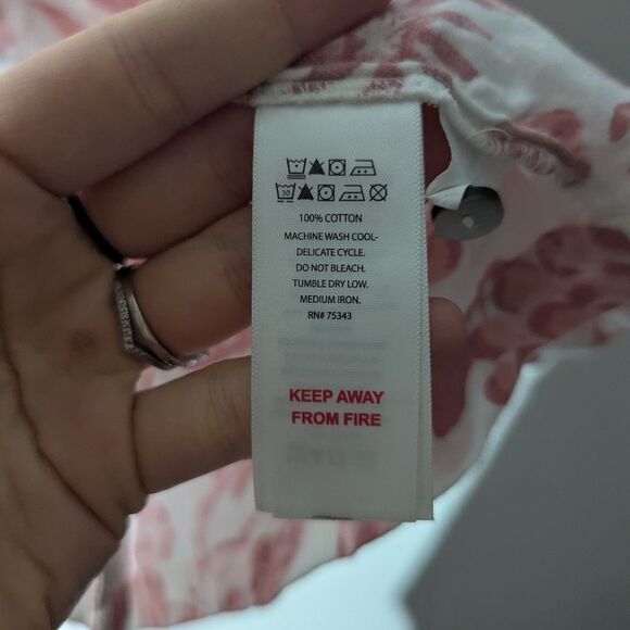 Joie Pink Floral Cotton Button Up Shirt Cottagecore Spring Women's Size Medium - Picture 5 of 6